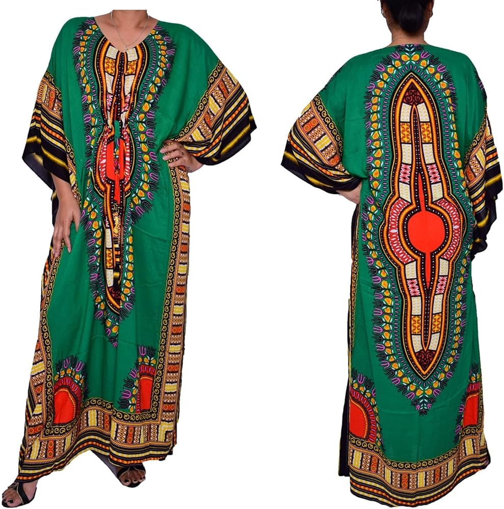 African Style and Authentic African Women Deras Small to Plus Size Tribal Maxi Dresses Casual Kimono Caftans for Ladies.