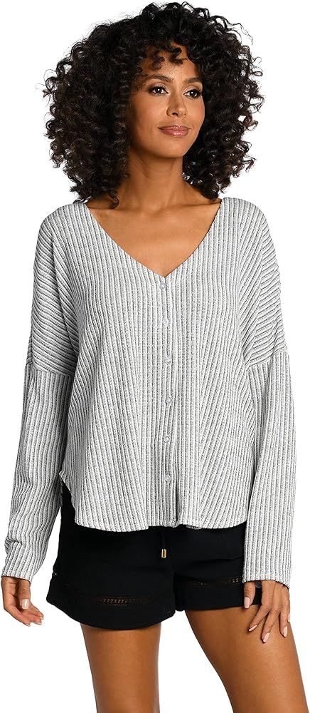 La Blanca Women's V-neck Button Up Top