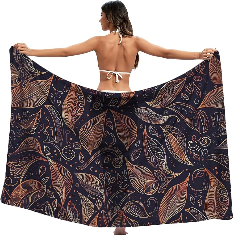 Paisley Sarong Skirts Coverups for Women, Summer Beach Sarong Wrap Pareo Cover Ups for Swimwear Women PA3