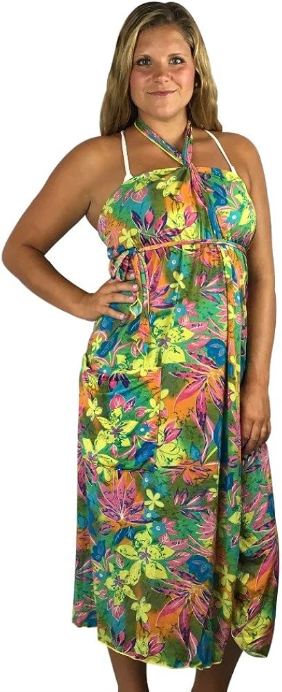 Dressed'n-case® Cover-up & Bag in One! Multi-wear Beach Dress: Hawaiian Long