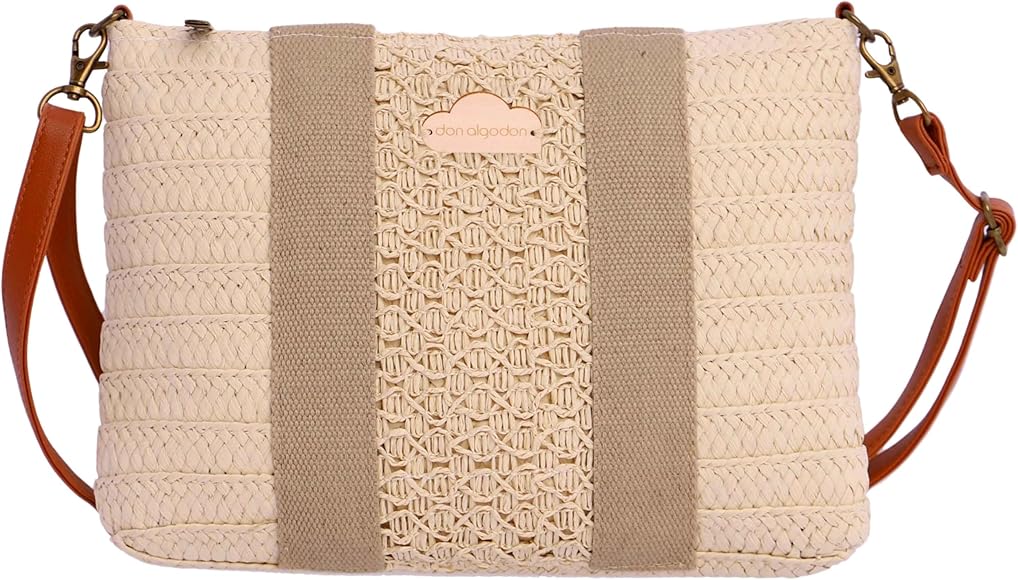 DON ALGODON, Bolso bandolera, Bandolera rafia, Bandolera mujer, Bandolera playa, Susana Beige