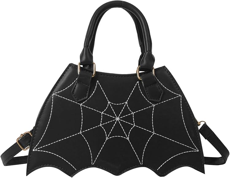 Bolsos de hombro bate bolso bat bat ala de halloween con correa ajustable impermeable puro gótico terror spider web bolsos de cuerpo de cuerpo para mujeres