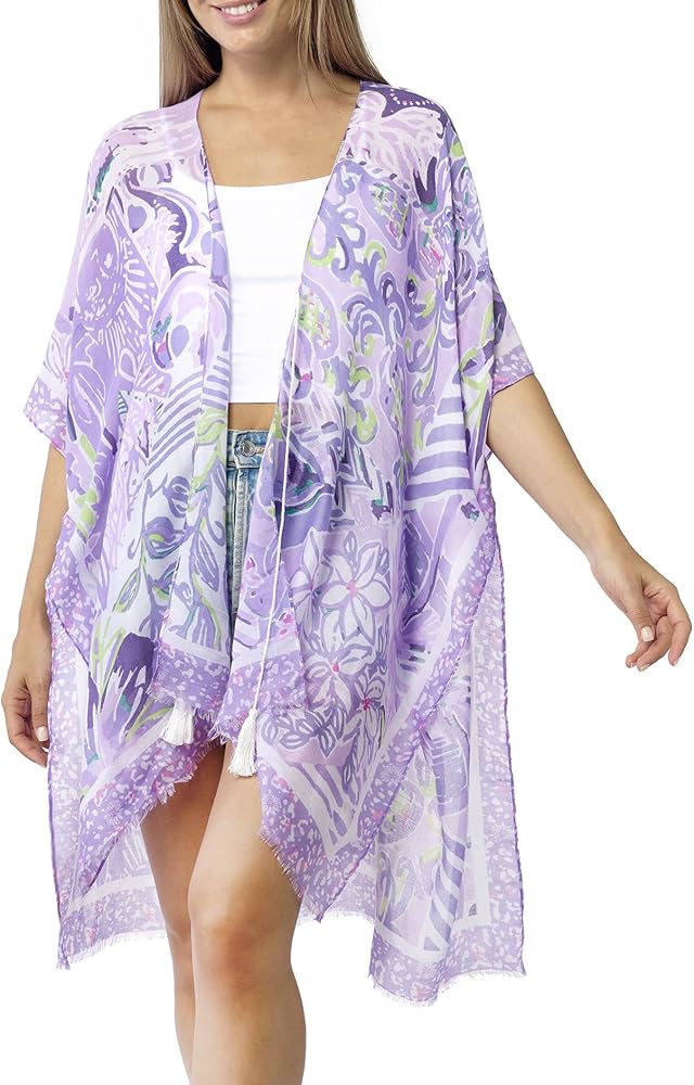 MELIFLUOS DESIGNED IN SPAIN Women's Beach Cover Up Swimsuit Kimono Pareo Sarong Beach Wear Dress for Summer