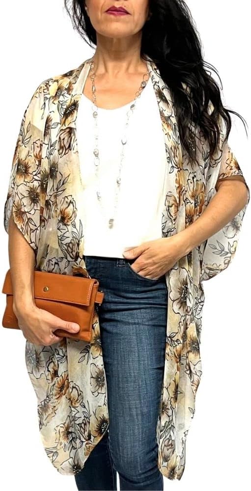 Humble Hilo Womens Kimono Cardigan Sleeveless Lightweight Cover Up Casual & Flowy