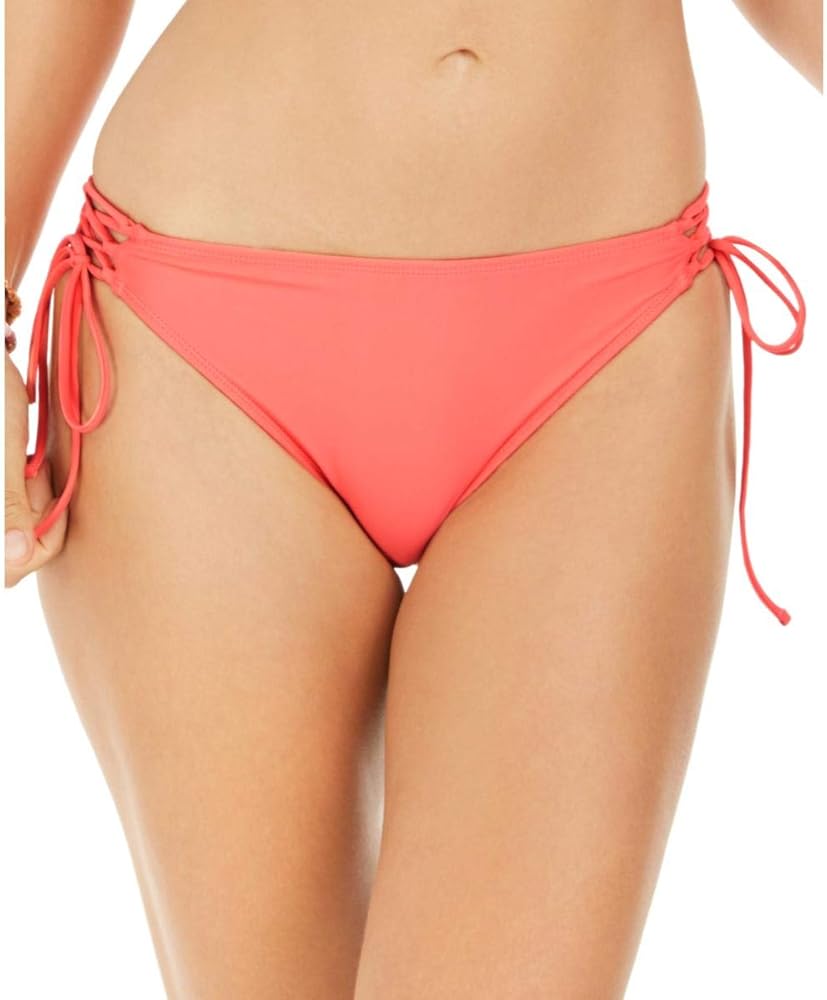 Hula Honey Womens Rhythm Rib Side Tie Bikini Swim Bottom Separates Pink XL