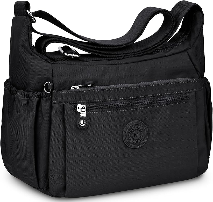 WACCET Bolso Bandolera Mujer Grande, Bolso de Hombro Nylon Impermeable con Correa Ajustable Bolsos Bandolera Mujer con Múltiples Bolsillos Bolso Crossbody Mujer Casual Ligero para Viajes, Trabajo