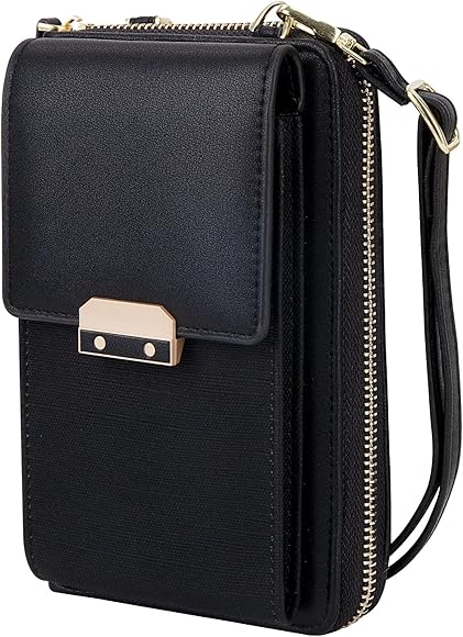 QH-Shop Bolso Movil Mujer Cuero Pu Bolso de Hombro para Teléfono Celular Pequeño Bandolera Monedero Gran Capacidad con Ranuras Para Tarjetas Cremallera y Correa