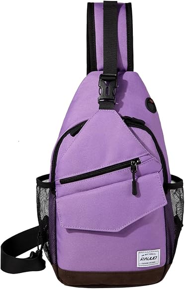 RAVUO Mochila Cruzada Hombre Mujer, Impermeable Mochila Bandolera Pequeña Ligera Sling Bag Casual Bolsos Pecho Bolso Hombro para Viaje, Deporte y Uso Diario,Morado