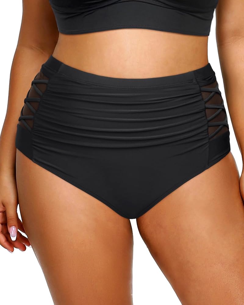 Daci Women Plus Size Swim Bottoms High Waisted Bikini Bottoms Strappy Full Coverage Bathing Suit Bottoms