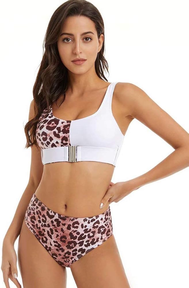 Combor High Waist Leopard Bikini Set Two Piece Swimsuit for Women